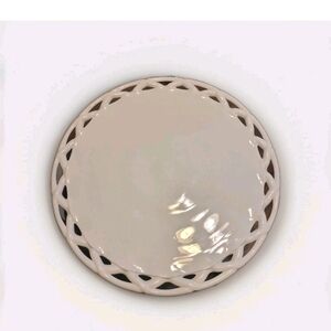 VINTAGE WHITE MILK GLASS COLONY LACE PEDESTAL PITMAN DREITER CAKE STAND PLATE